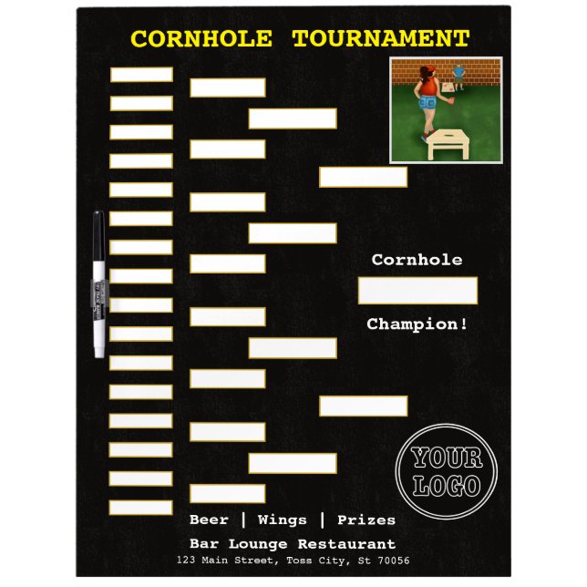 Fun Logo Cornhole Tournament Score Board Dry Erase (Front)