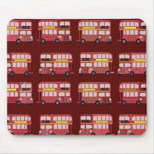 Fun London Double Decker Bus Cartoon Pattern Mouse Pad