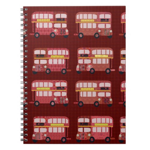 Fun London Double Decker Bus Cartoon Pattern Notebook