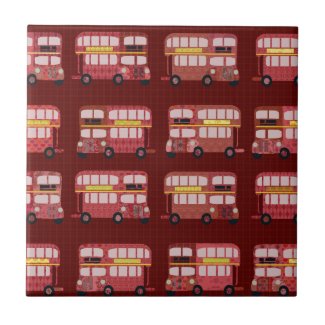Fun London Double Decker Bus Cartoon Pattern