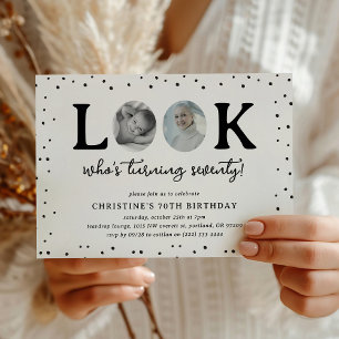 Fun Look's Who's 70' 2 x photo 70th Birthday Invitation