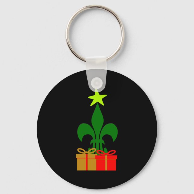 Fun Louisiana Christmas Tree Cajun New Orleans  Keychain (Front)