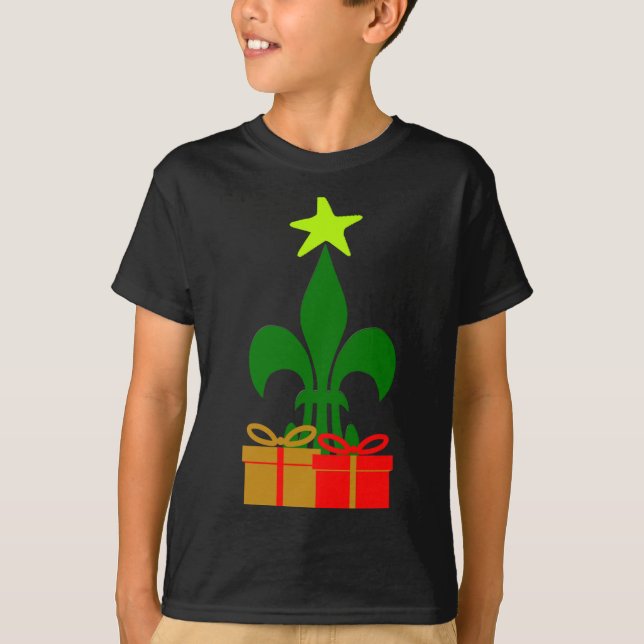 Fun Louisiana Christmas Tree Cajun New Orleans  T-Shirt (Front)