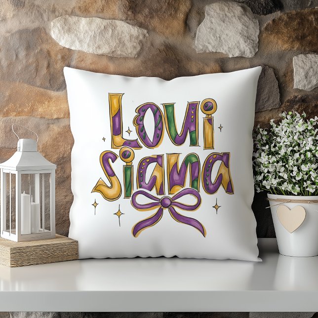 Fun Louisiana Purple Gold Green Throw Pillow (Creator Uploaded)