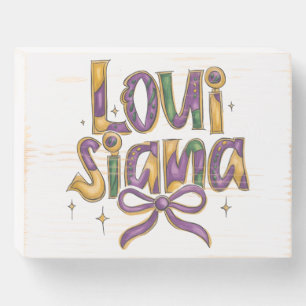 Fun Louisiana Purple Gold Green Wooden Box Sign