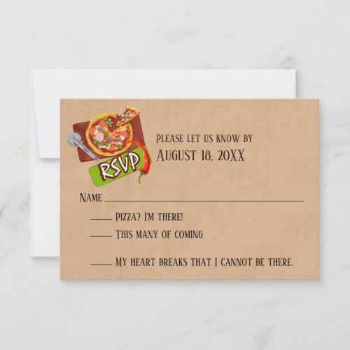 Fun Love and Pizza Wedding RSVP Cards