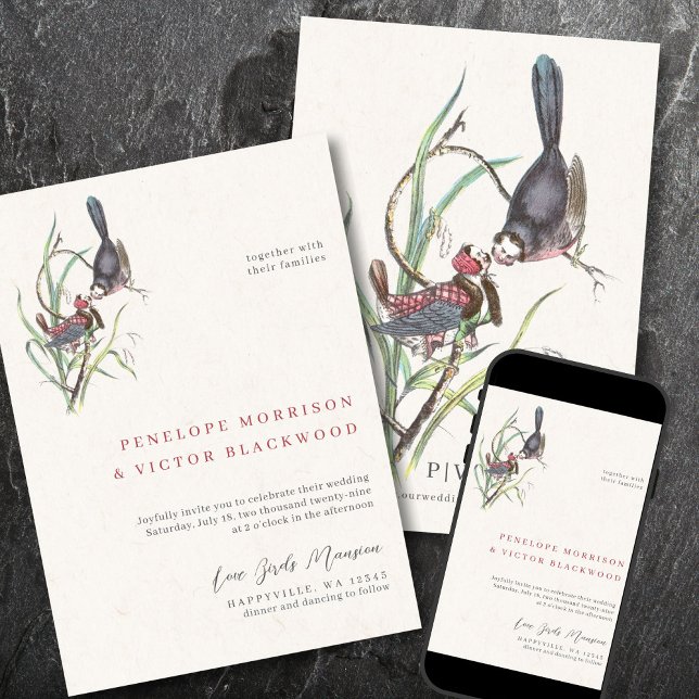 Fun Love Birds Wedding Invitation (Creator Uploaded)