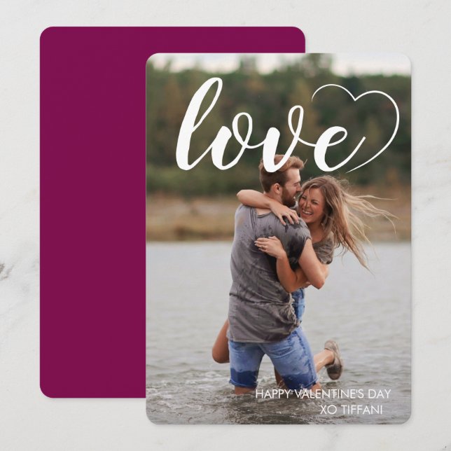 Fun Love Heart Photo Happy Valentine's Day Holiday Card (Front/Back)