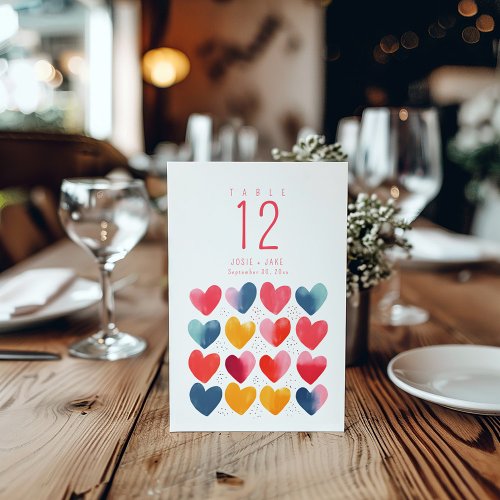 Fun love hearts Table Number Seating Chart