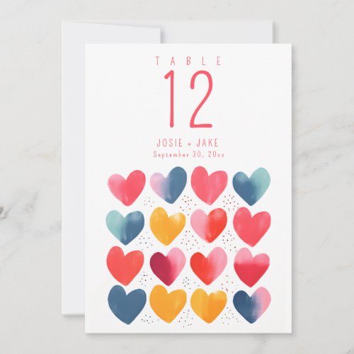 Fun love hearts Table Number Seating Chart