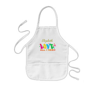 Fun Love is All I Need with Name Kids' Apron