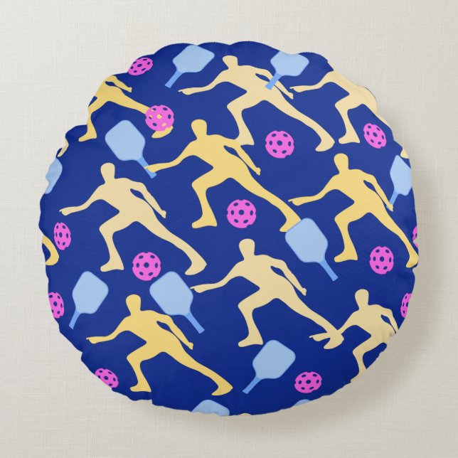 Fun Love Pickleball Paddle Round Pillow (Front)