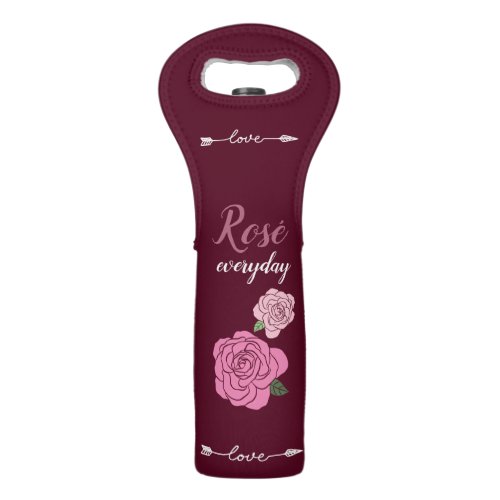 Fun Love Ros Everyday Slogan Pink Roses  Wine Bag