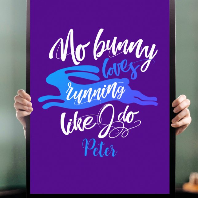Fun Love Run Bunny Blue And Purple Typography Name Poster (Creator Uploaded)