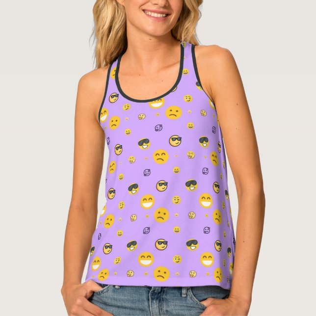 Fun, love, smiling, happy cute emojis  tank top (Front)