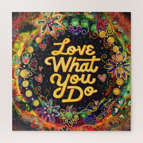 Fun Love What You Do Floral Pretty Inspirivity Jigsaw Puzzle
