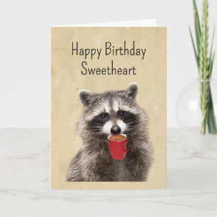 Fun Love You Birthday Sweetheart Fun Raccoon Card