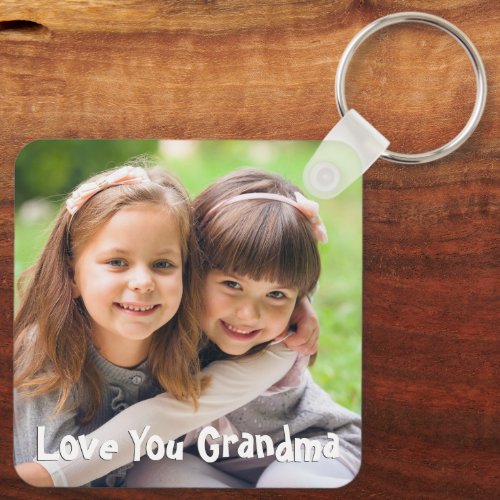 Fun Love You Grandma Photo Custom Text Color Keychain