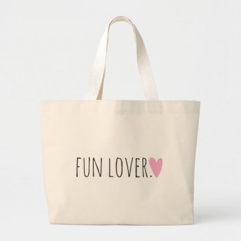 Fun Lover With Heart Large Tote Bag by ParadiseCity at Zazzle