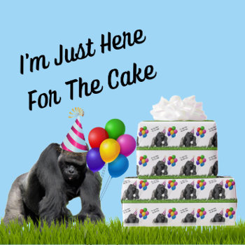 Fun Loving Birthday Gorilla - Wrapping Paper Roll by CatsEyeViewGifts at Zazzle