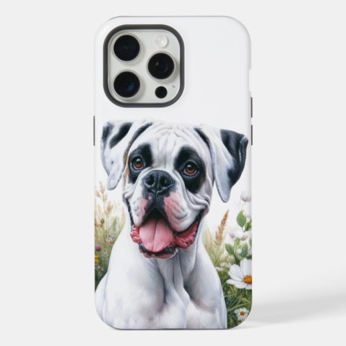 Fun Loving Boxer Dog Stretched Canvas Print iPhone 15 Pro Max Case
