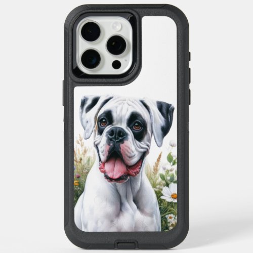 Fun Loving Boxer Dog Stretched Canvas Print iPhone 15 Pro Max Case