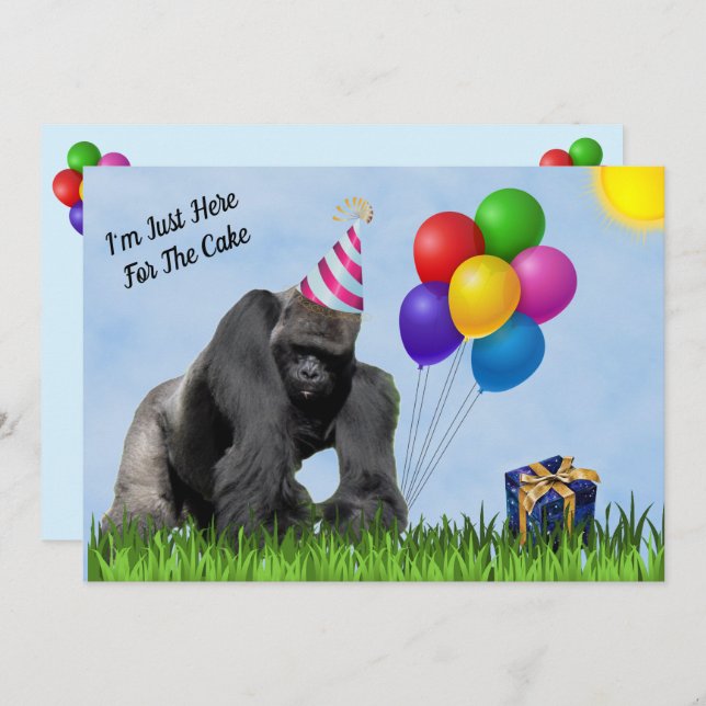 Fun Loving Gorilla Birthday Flat Card (Front/Back)