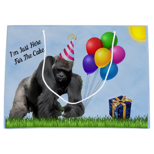 Fun Loving Gorilla Birthday Large Gift Large Gift Bag (Front)