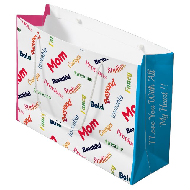Fun-loving Mother’s Day Text Large Gift Bag (Front Angled)