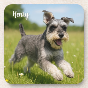 Fun-loving Personalized Schnauzer Coaster Set