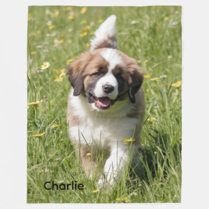 Fun-loving St. Bernard Personalized Fleece Blanket