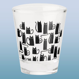 Fun Lucky Black Cat Shot Glass