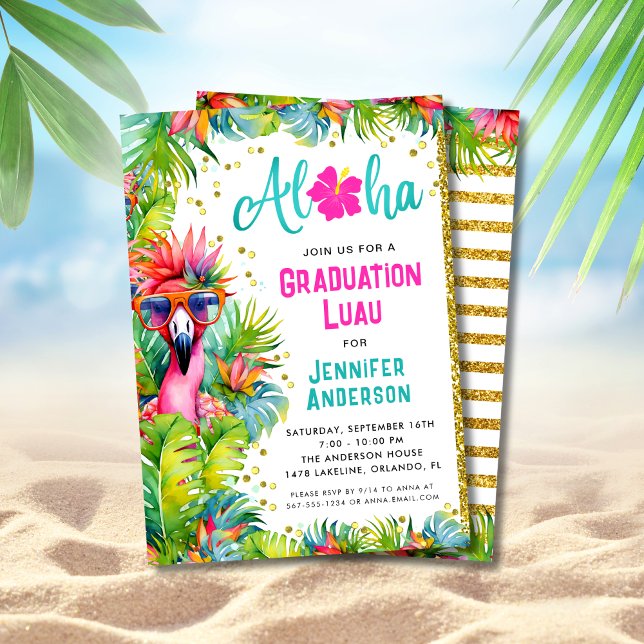 Fun Lush Tropical Graduation Luau Party Invitation (Creator Uploaded)
