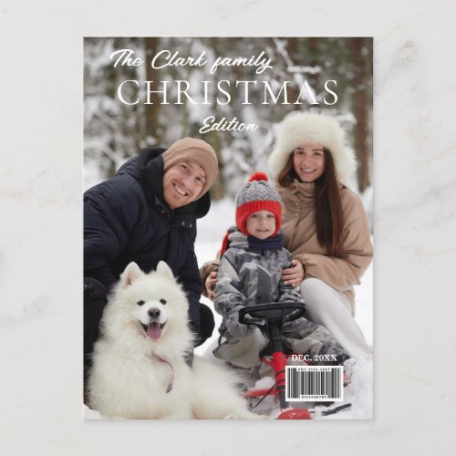 Fun Magazine Cover Style Christmas Photo Holiday Postcard