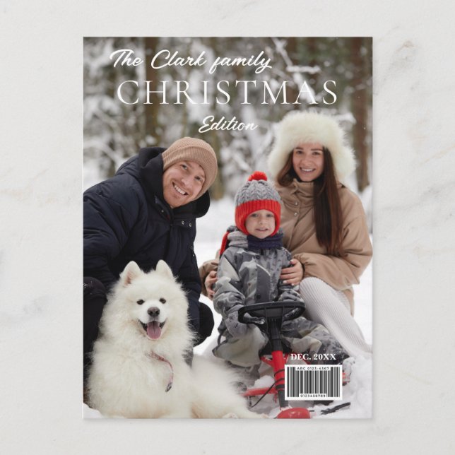 Fun Magazine Cover Style Christmas Photo Holiday Postcard (Front)