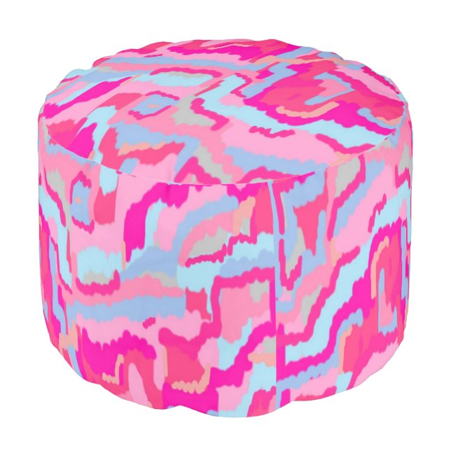 Fun Magenta Abstract  Pouf (Angled Front)
