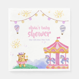 Fun Magical Hot Air Balloon Carousel Baby Shower Napkins