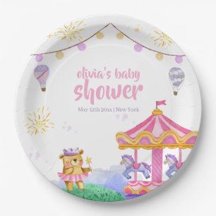 Fun Magical Hot Air Balloon Carousel Baby Shower Paper Plates