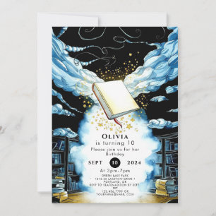Fun Magical Library Storybook Birthday Invitation