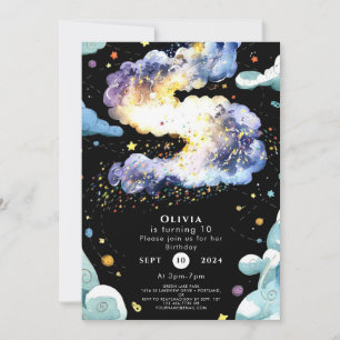 Fun Magical Space Birthday Invitation