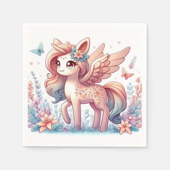 Fun Magical Unicorn Baby Shower Napkins (Front)