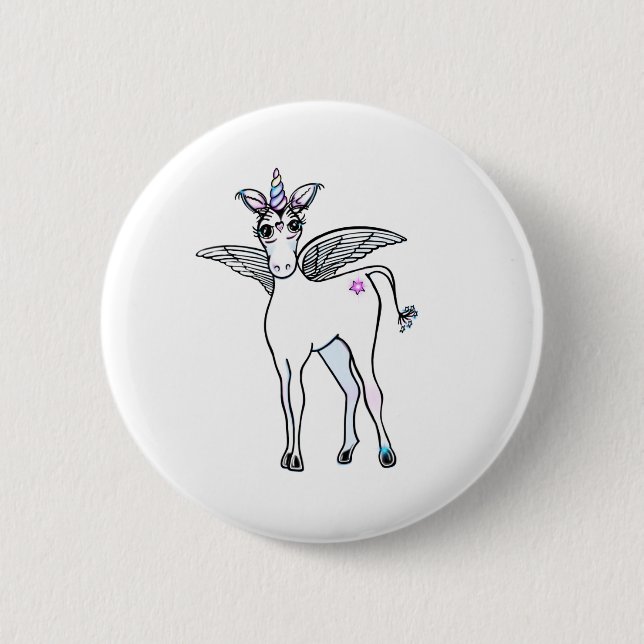 Fun magical Unicorn drawing Button (Front)