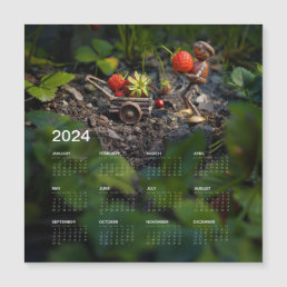 Fun magnetic calendar 2024 on the fridge