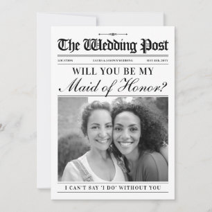 Fun Maid of Honor Proposal Card, Newspaper Holiday Card