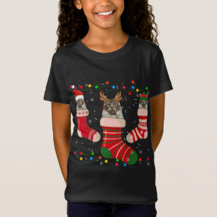 Fun Maine Coon Stocking Christmas Light Socks Xmas T-Shirt