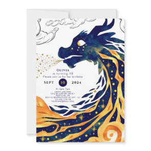 Fun Majestic Dragon Birthday Invitation