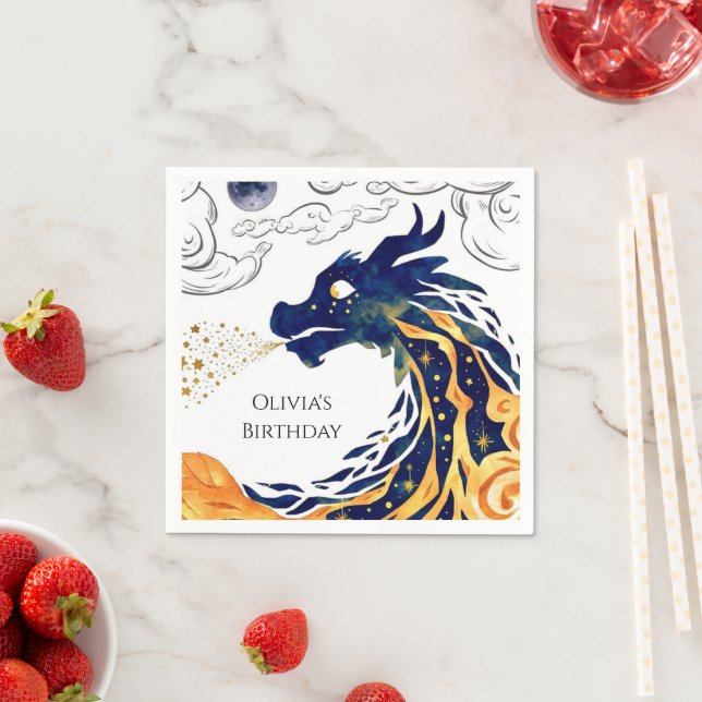 Fun Majestic Dragon Birthday Napkins (Insitu)