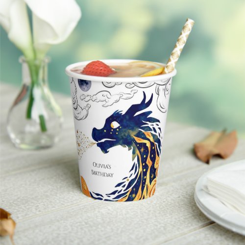 Fun Majestic Dragon Birthday Paper Cups