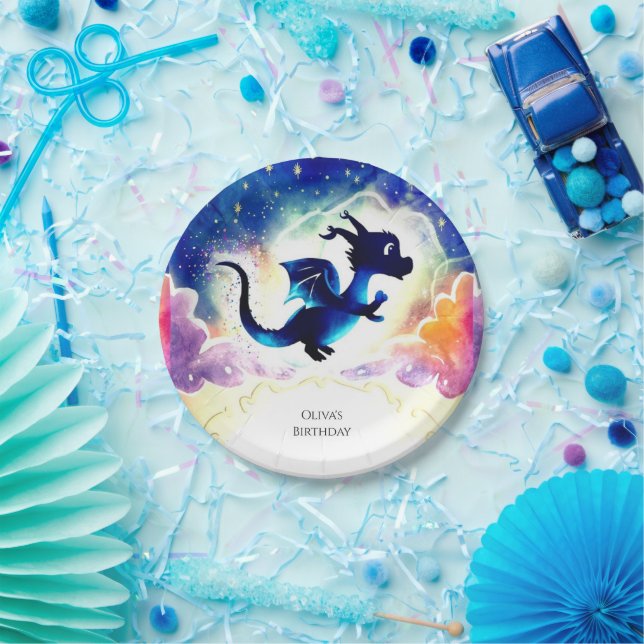 Fun Majestic Dragon Birthday Paper Plates (Party)