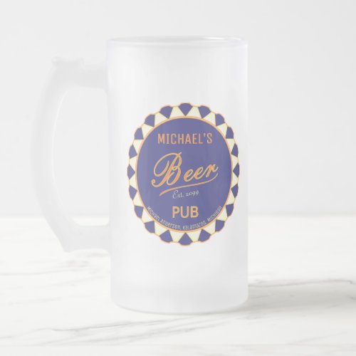 Fun Man Cave Beer Bottle Cap  Frosted Glass Beer Mug